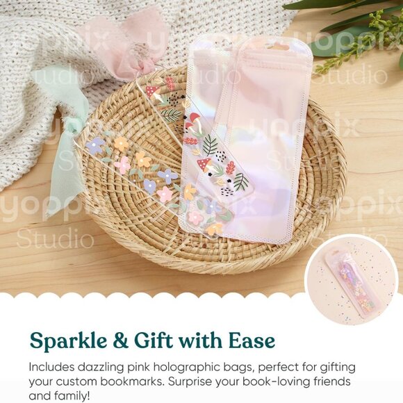 15 Pieces Acrylic Bookmark Blanks 3mm Thicken Bookmark Making Kit with 20 Pcs Fl - Picture 6 of 7